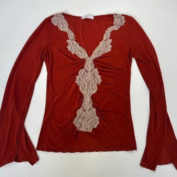 Y2K Vintage Charlotte Russe Deep Plunge Lace Blouse - Picture 5 of 8